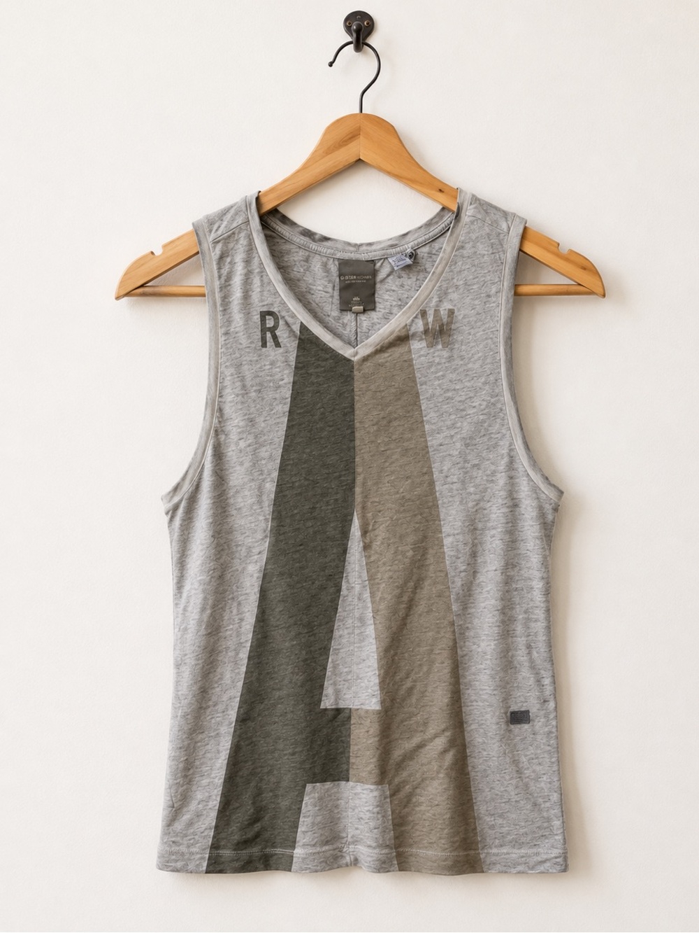 G-Star RAW Women Oversized Graphic V Neck Muscle Tank Gray S